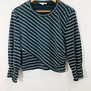 June & Hudson Long Sleeve Striped Crop Top Size Medium
